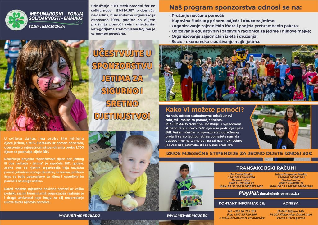 IFS-EMMAUS BY MEANS OF DONORS SPONSORS 1700 CHILDREN FROM ALL OVER BOSNIA AND HERZEGOVINA